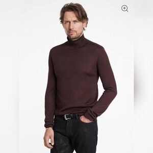 NWT John Varvatos Alonte Alpaca/Silk Blend Mock Neck Knit Sweater in Espresso. L